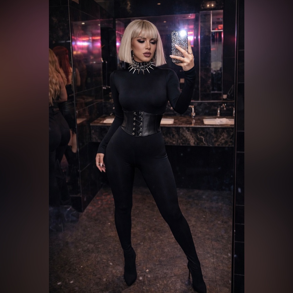 Black Long Sleeve Jumpsuit with shoe size 7